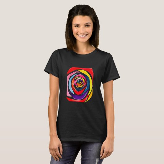Abstracte roos waterverf pop t-shirt (Voorkant volledig)