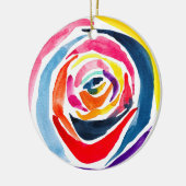Abstracte roos waterverf popart keramisch ornament (Links)