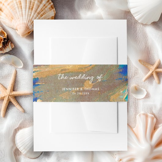 Abstracte Royal Navy blauw en goud kleurrijke brui Uitnodigingen Wikkel