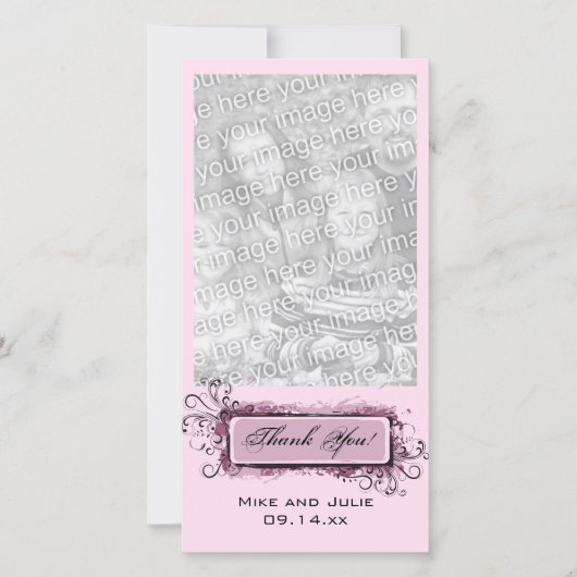 Abstracte roze bloem dank u bedankkaart (Voorkant)