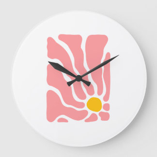 Abstracte Roze Bloem Wandklok Grote Klok