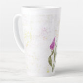 Abstracte roze bloemblaadlatte mok (Linkerhoek)