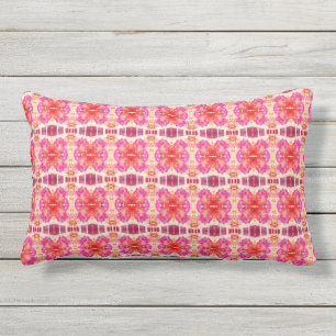 Abstracte roze bloemen buitenkant lumbar Pillow Buitenkussen