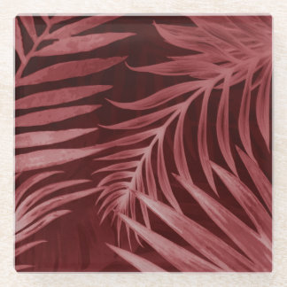 Abstracte roze bloemen, zwart bloemmotief kader. glazen onderzetter