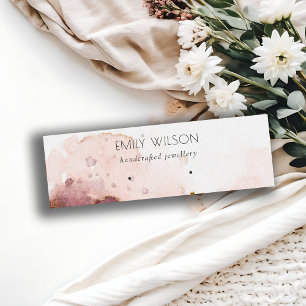 Abstracte Roze Blush Waterverf Oorbel Display Mini Visitekaartje