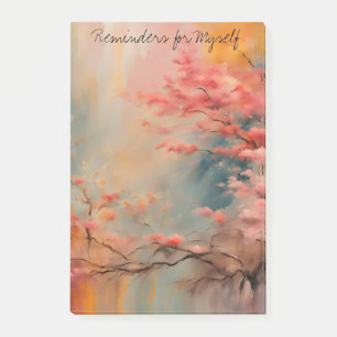 Abstracte Roze Bomen in Bloom Wabi-Sabi Landscape Post-it® Notes