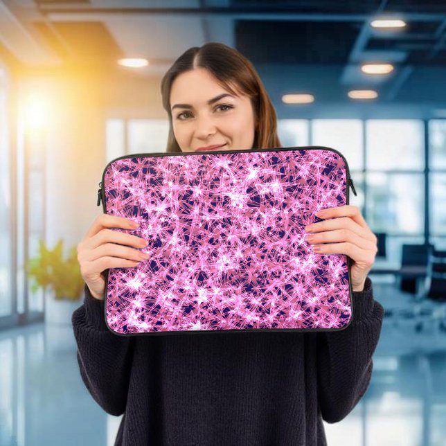Abstracte Roze Crystal Laptop Mouw Laptop Sleeve (Creator heeft geüpload)