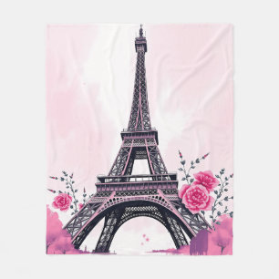 Abstracte Roze Eiffeltoren Kunst Fleece Deken