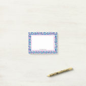 Abstracte roze en blauwe Boho-Stippen Post-it® Notes (Op bureau)