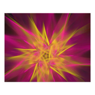 Abstracte roze en gele macrofractale bloemen perfect poster