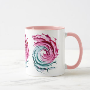 Abstracte roze en pastelgroen. mok