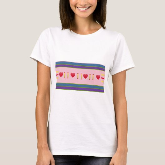 Abstracte Roze en Rode Harten T-shirt (Voorkant)