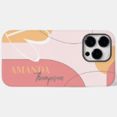 Abstracte roze gele lijnhartkunst Case-Mate iPhone case (Achterkant (horizontaal))