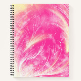 Abstracte Roze gele Paardebloemen en vuurvliegjes Notitieboek