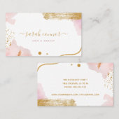 Abstracte roze Gold Script-Waterverf Visitekaartje (Voorkant / Achterkant)