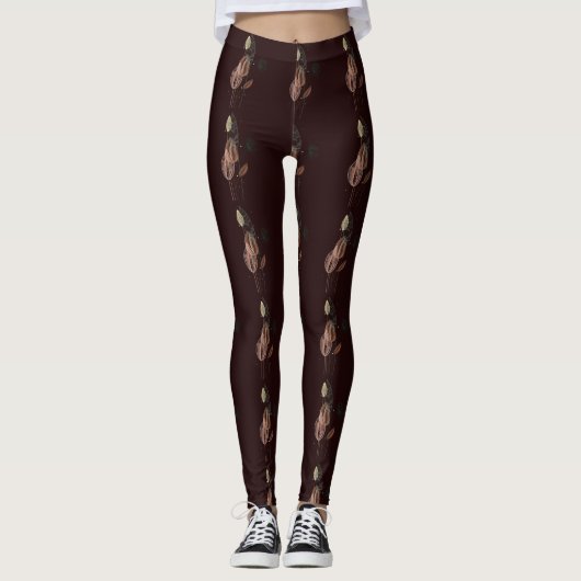Abstracte roze & gouden tulpen minimalistische bot leggings (Voorkant)