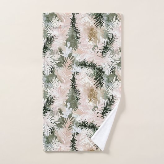 Abstracte roze groene kerstbomen bad handdoek (Handdoek)