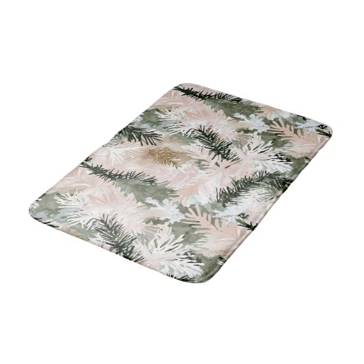 Abstracte roze groene kerstbomen badmat (Gekanteld)