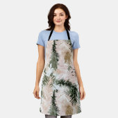 Abstracte roze groene kerstbomen schort (Gedragen)