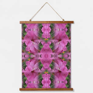 Abstracte roze hibiscusbloem kunst hangend wandkleed