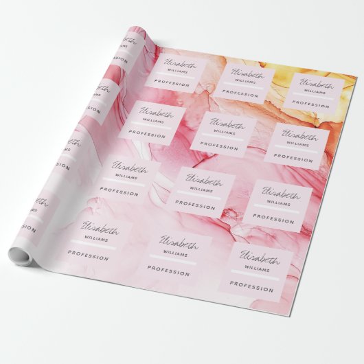 Abstracte Roze Inktverf modern gepersonaliseerd Cadeaupapier (Uitgerold)