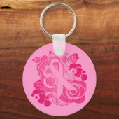 Abstracte roze lintproducten sleutelhanger (Voorkant)