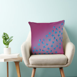 Abstracte Roze Moonbeams en Vlinders Kussen
