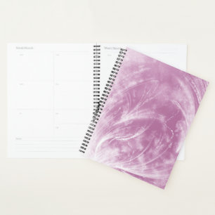 Abstracte roze paardenbloemen en vuurvliegjes planner