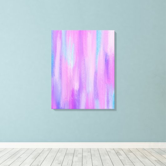 Abstracte roze, Paarse en Turquoise verflijnen Canvas Afdruk (Insitu (Houten vloer))
