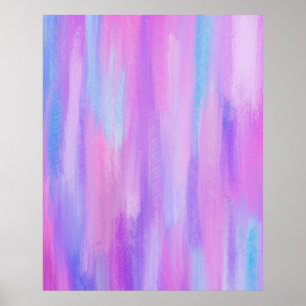 Abstracte roze, Paarse en Turquoise verflijnen Poster
