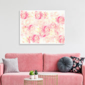 Abstracte roze pioenen stretched canvas kunst (Insitu (Woonkamer))
