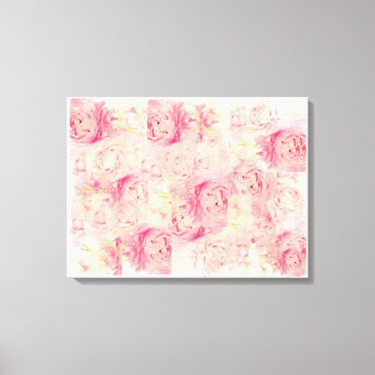 Abstracte roze pioenen stretched canvas kunst (Voorkant)