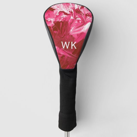 Abstracte roze verfgolven golfheadcover (Voorkant)