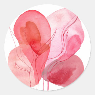 Abstracte roze waterverf compositie ronde sticker