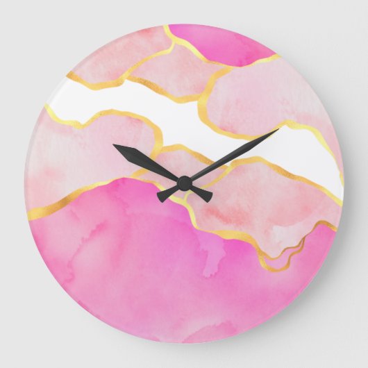 Abstracte roze witte, moderne acrylwandklok grote klok (Voorkant)
