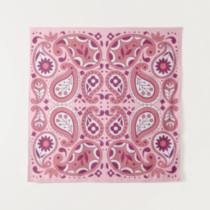Abstracte roze witte paisleyscheurtjes Wandkleed