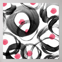 Abstracte roze zwarte waterverf cirkels stippen