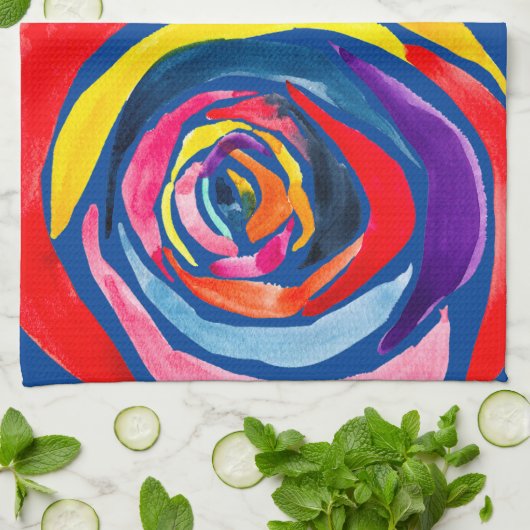 Abstracte rozen bloemen pop theedoek (Gevouwen)