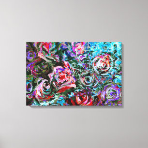 Abstracte rozen in de rode en de troebele kunst canvas afdruk