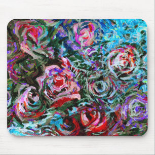 Abstracte rozen in de rode en de troebele mousepad muismat