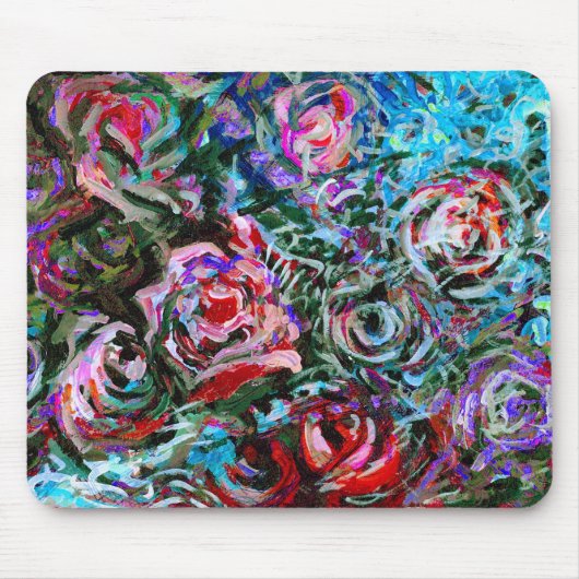 Abstracte rozen in de rode en de troebele mousepad muismat (Voorkant)