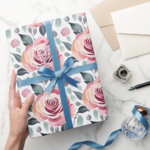 Abstracte rozen in pastelkleuren cadeaupapier
