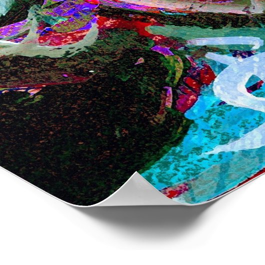 Abstracte rozen in rood en turkije - bedrukt poster (Hoek)