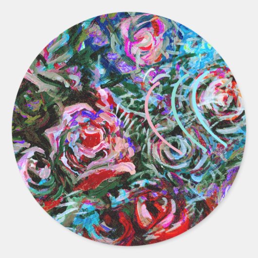 Abstracte rozen in roze en turquoise - stickers (Voorkant)
