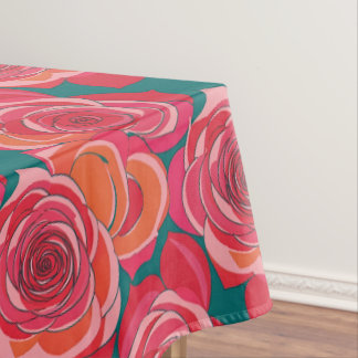 Abstracte rozen in tinten roze rood en oranje tafelkleed