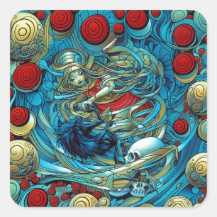Abstracte Rozen Priesteres Witchy Kleurrijke AI Ar Vierkante Sticker