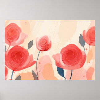 Abstracte rozen schilderen poster