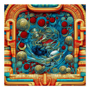 Abstracte Rozen Witchy Kleurrijke AI Art Semi-Glos Perfect Poster