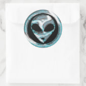 Abstracte ruimte buitenaards hoofd ronde sticker (Tas)