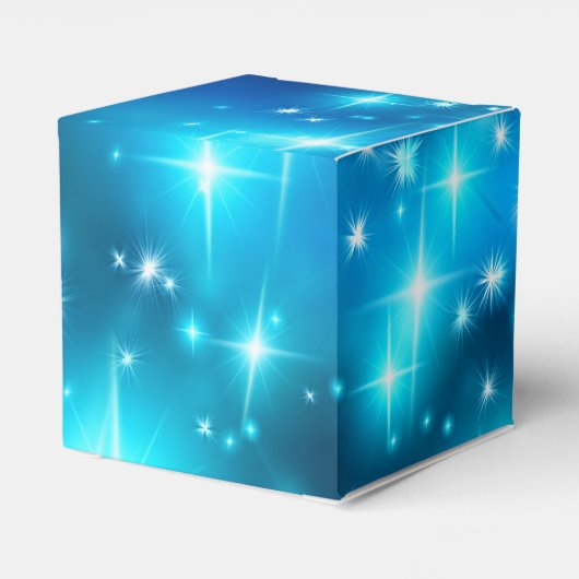 Abstracte ruimte met blauwe mousserende lampjes bedankdoosjes (Achterkant)